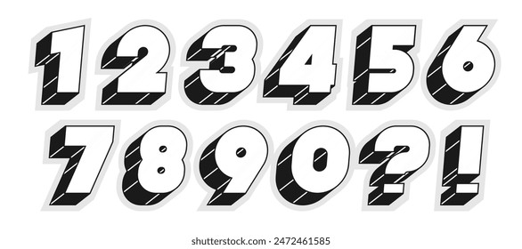 Number set 3d style modern typography