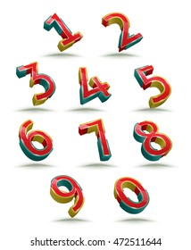 Number set 3D style. Vector illustration.