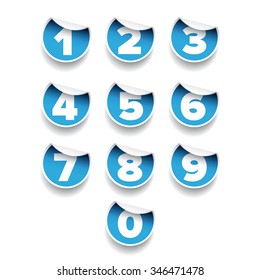 Number set blue label vector