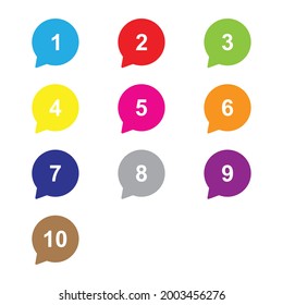 number set with bubble talk icon vector