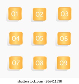 number set buttons gold vector illustration 