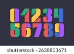 Number set in the cartoon style, multicolored thick numerals for you bright design, vector illustration 10eps