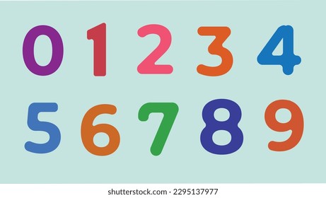 number set collection vector with colorful style