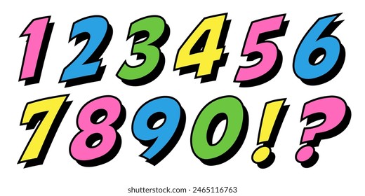 Number set colorful 3d style modern typography