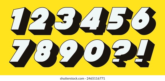 Number set colorful 3d style modern typography