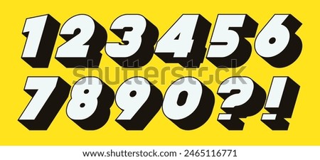 Number set colorful 3d style modern typography