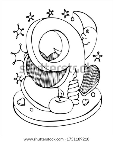 Number. Set. Coloring. Children's educational game. Vector graphics.