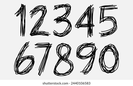 number set doodle art on white background