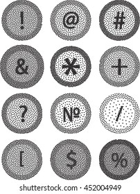 Number set. Dotted design elements. Vector illustration.