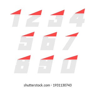 Number set with fast, speed motion font