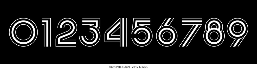 Ilustração do vetor do alfabeto do conjunto de números. Conjunto de designs modernos de logotipo de número 0 a 9.