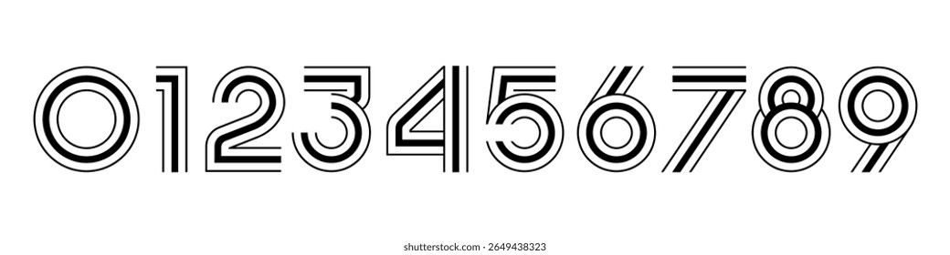 Ilustração do vetor do alfabeto do conjunto de números. Conjunto de designs modernos de logotipo de número 0 a 9.