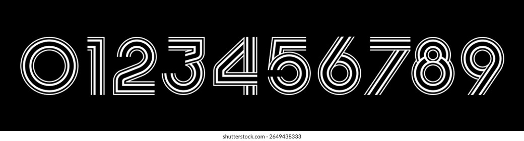 Ilustração do vetor do alfabeto do conjunto de números. Conjunto de designs modernos de logotipo de número 0 a 9.