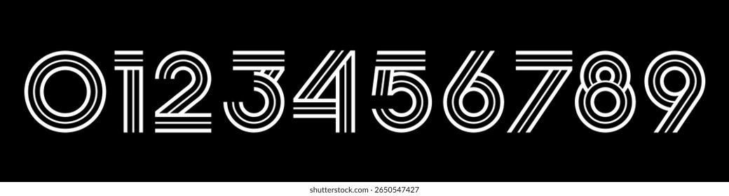 Number set font alphabet vector illustration. Set of modern number 0 to 9 logo designs.