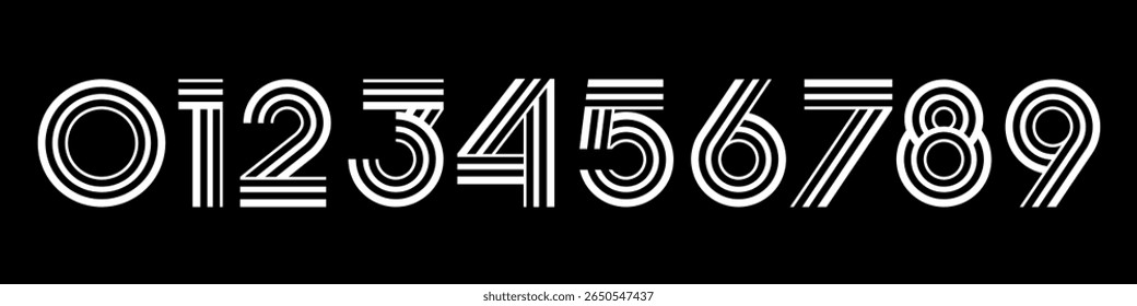Number set font alphabet vector illustration. Set of modern number 0 to 9 logo designs.