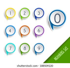 Number set of globe pointers. Vector illustration.