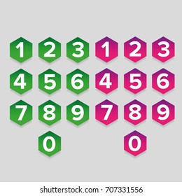 Number set hexagon button
