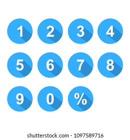 Number Set Icon Blue Color Isolated Vector