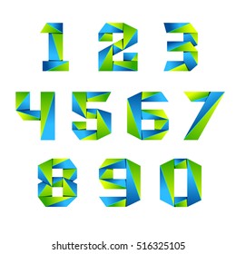 Number set icon design template elements 3d logo. green and blue glossy style. Vector design template elements for application or company.