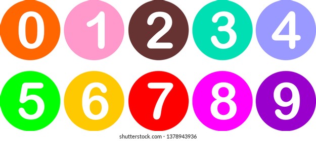 Number Set Illustration Numbers Colorful Circle Stock Vector (Royalty ...