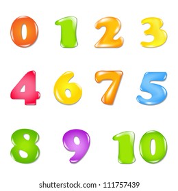 Number Set, Isolated On White Background, Vector Illustration