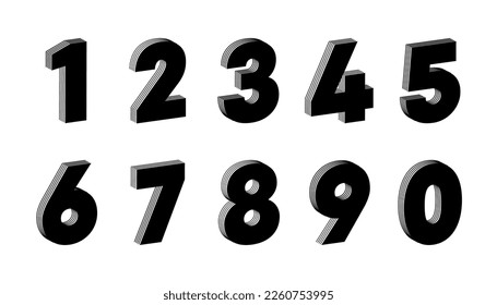 Number set linear abstract design. 3D Latin alphabet numbers from 1 to 0. logo, corporate identity, app, creative poster and more.