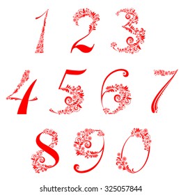Number set made of snowflake isolated on White background. vector illustration