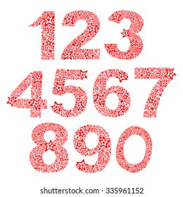 Number set made of stars. Number from 0 to 9 over white background. vector illustration 
