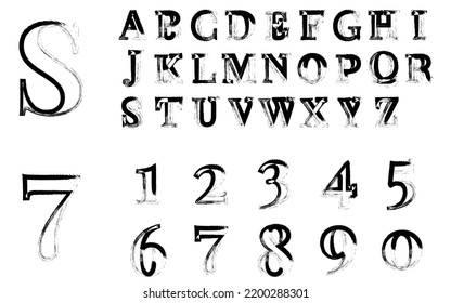 Number set with modern grunge texture style