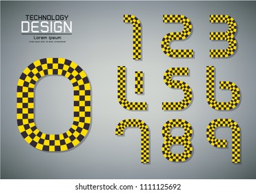 Number set of numbers Logo or icon, checkered flag concept, vector illustration