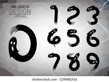 Number set of numbers Logo or icon, halloween concept, vector illustration