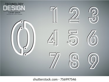 Number set of numbers Logo or icon, technology lamp concept, vector illustration