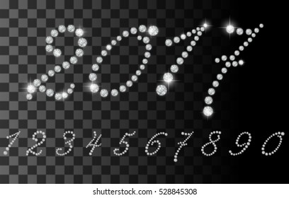 Number set with realistic diamond, vector illustration. can be used for christmas , happy new year 2017, happy birthday and more.