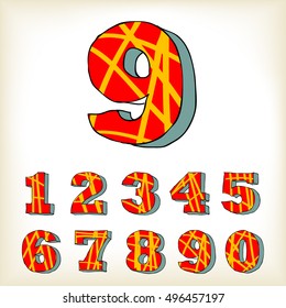 number set red colour design, vector illustration