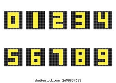 Número definido no estilo de pixel quadrado para ornamento de design de pontuação