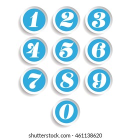 Number set sticker vector blue