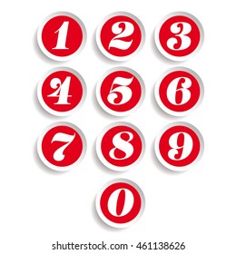 Number set sticker vector red