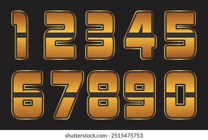 Number set stylish font golden color vector design