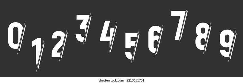 Number set vector font alphabet, modern dynamic flat design with brilliant, unique elements design, logo, corporate identity, application, creative posters - cut style