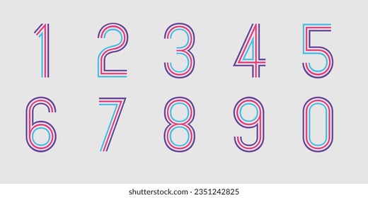 Number set vector font alphabet, modern dynamic flat design with brilliant colorful for your unique elements design.