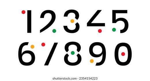 Number set vector font alphabet, modern dynamic flat design with brilliant colorful for your unique elements design.