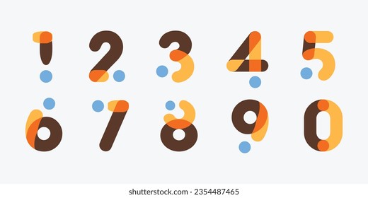 Number set vector font alphabet, modern dynamic flat design with brilliant colorful for your unique elements design.