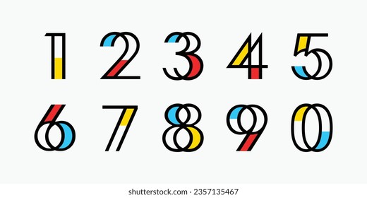 Number set vector font alphabet, modern dynamic flat design with brilliant colorful for your unique elements design.
