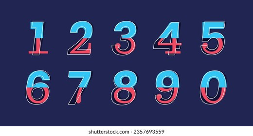 Number set vector font alphabet, modern dynamic flat design with brilliant colorful for your unique elements design.