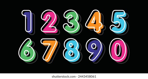 Number set vector font alphabet, modern dynamic flat design with brilliant colorful for your unique elements design.