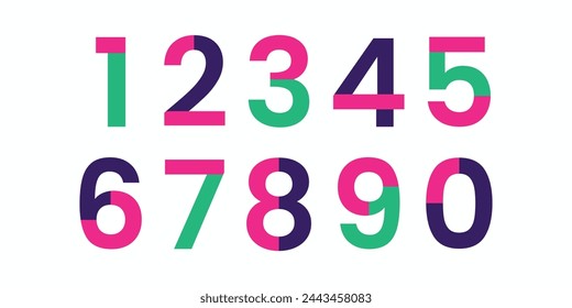 Number set vector font alphabet, modern dynamic flat design with brilliant colorful for your unique elements design.