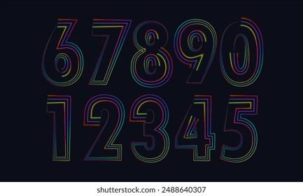 Number set vector font alphabet, modern dynamic flat design with brilliant colorful for your unique elements design ; logo, corporate identity