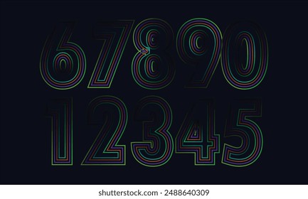 Number set vector font alphabet, modern dynamic flat design with brilliant colorful for your unique elements design ; logo, corporate identity