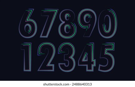 Number set vector font alphabet, modern dynamic flat design with brilliant colorful for your unique elements design ; logo, corporate identity