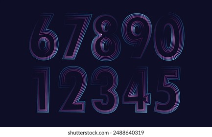 Number set vector font alphabet, modern dynamic flat design with brilliant colorful for your unique elements design ; logo, corporate identity